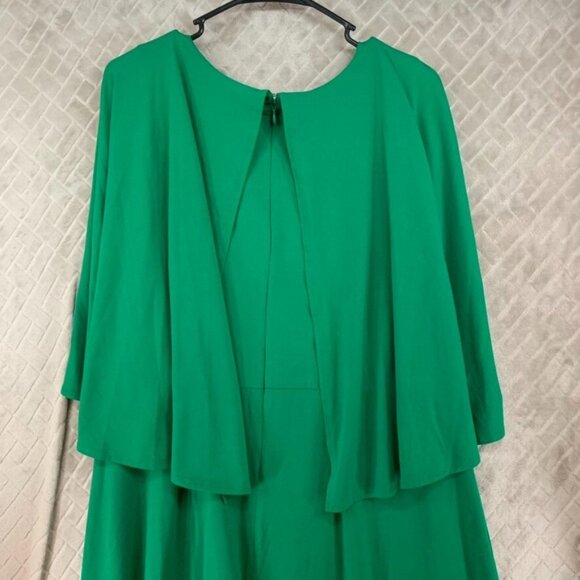 Eloquii Womans 18 Dress Kelly Green Long Maxi Short Sleeve Ruched Round Neck - Picture 11 of 13